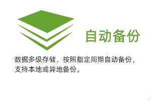 自動備份：數(shù)據(jù)多級存儲，按照指定周期自動備份，支持本地或異地備份。